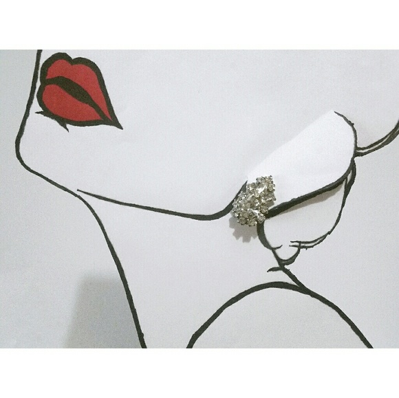 Vintage Art Deco clear rhinestone clip on earrings - Picture 1 of 8